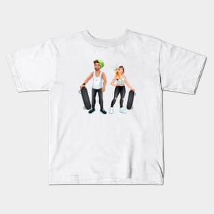 Skaters boy and girl Kids T-Shirt